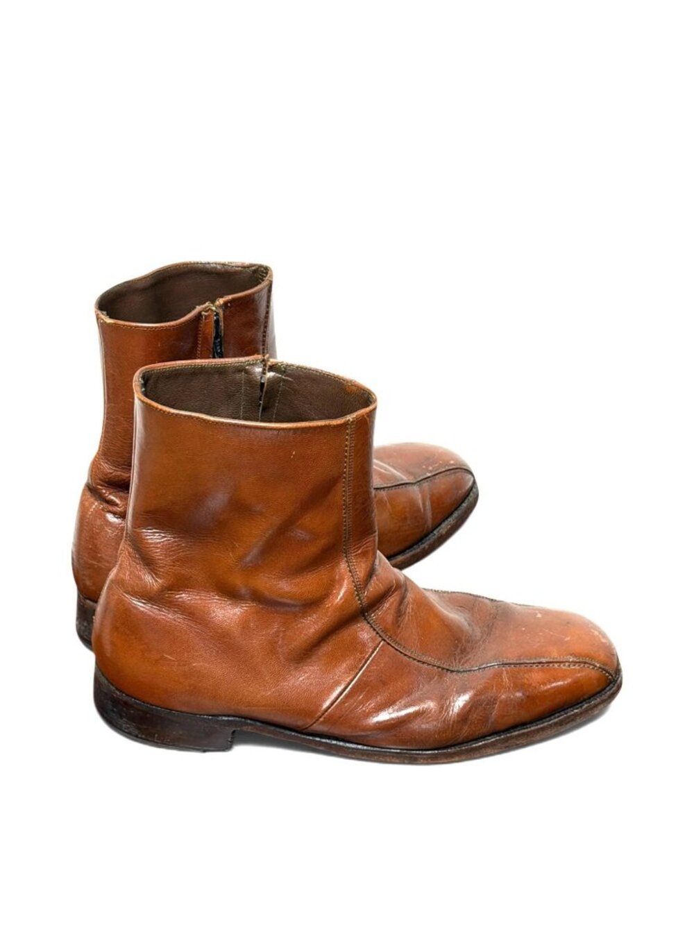 Vintage 70s Florsheim Imperial Leather Side Zip Beatle Boots 10 3E Extra Wide - Picture 2 of 10